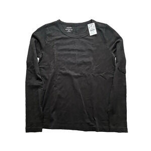 J Crew Long Sleeve Girlfriend Tee Womens XS Black T Shirt Cotton